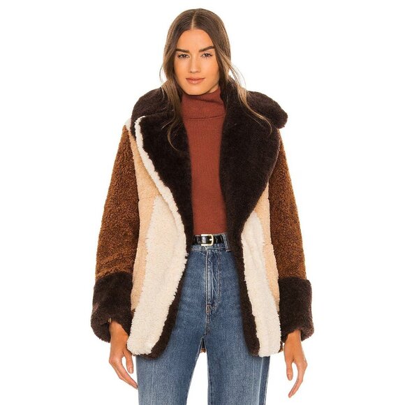 A.L.C Stefan Faux Fur Coat Brown Multicolor Size Small